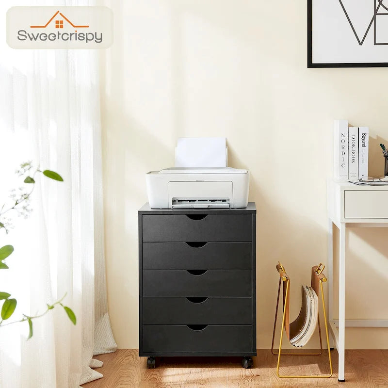 5-Drawer Mobile Storage Cabinet with Wheels and Locking Brakes