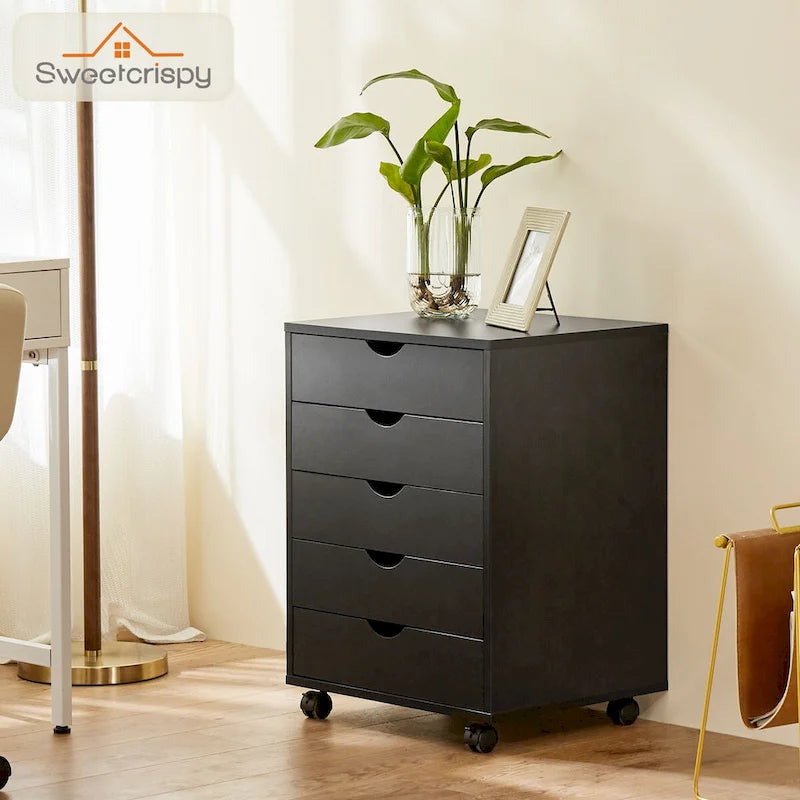 5-Drawer Mobile Storage Cabinet with Wheels and Locking Brakes
