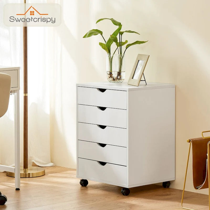 5-Drawer Mobile Storage Cabinet with Wheels and Locking Brakes