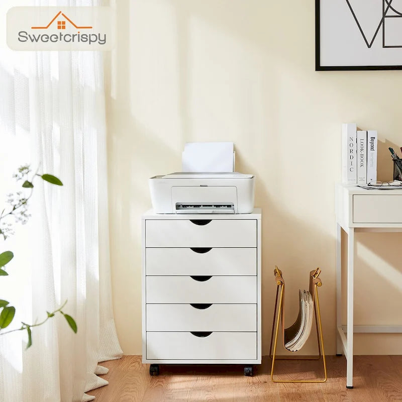 5-Drawer Mobile Storage Cabinet with Wheels and Locking Brakes