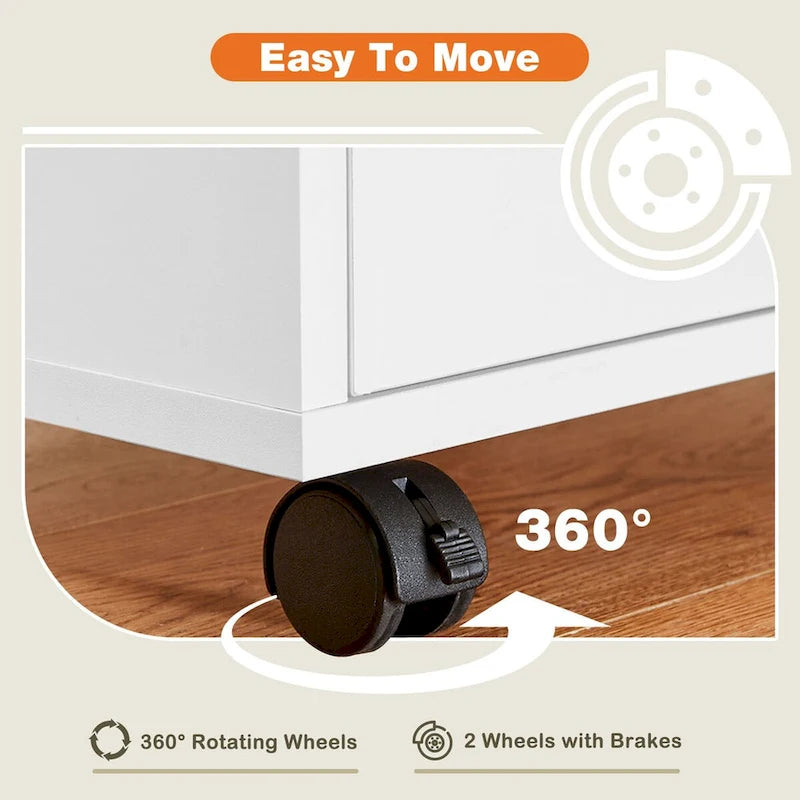 5-Drawer Mobile Storage Cabinet with Wheels and Locking Brakes