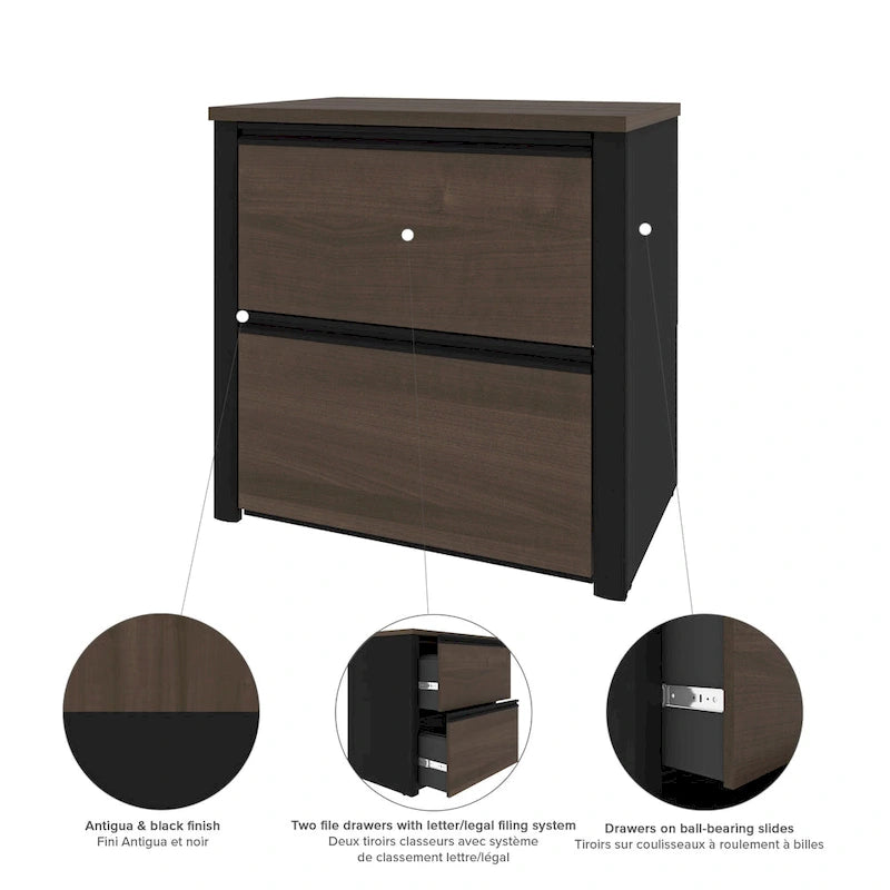 31W 2-Drawer Lateral File Cabinet with Ball-Bearing Slides and Leg Levelers