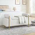 Upholstered Storage Bench with Cylindrical Arms and Iron Legs - 44x17x23