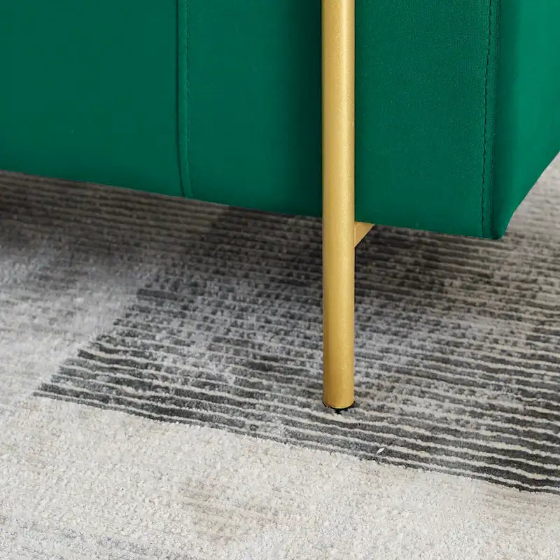 Upholstered Storage Bench with Cylindrical Arms and Iron Legs - 44x17x23