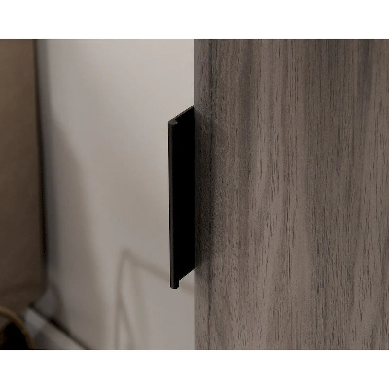 Vertical Storage Cabinet with File Drawer, Adjustable Shelf and Acacia Finish