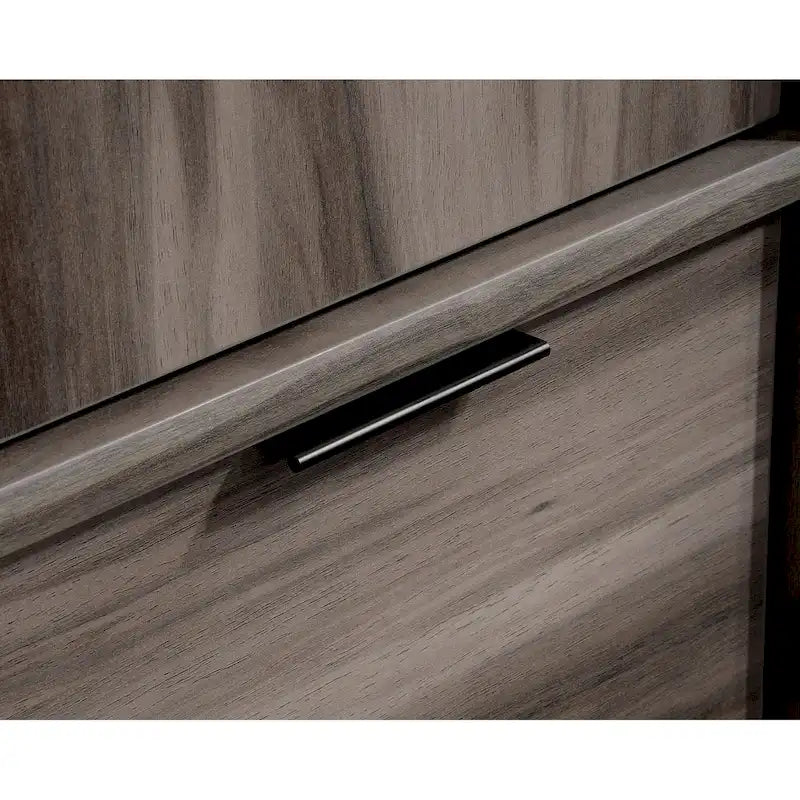 Vertical Storage Cabinet with File Drawer, Adjustable Shelf and Acacia Finish