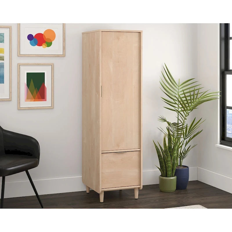Vertical Storage Cabinet with File Drawer, Adjustable Shelf and Acacia Finish