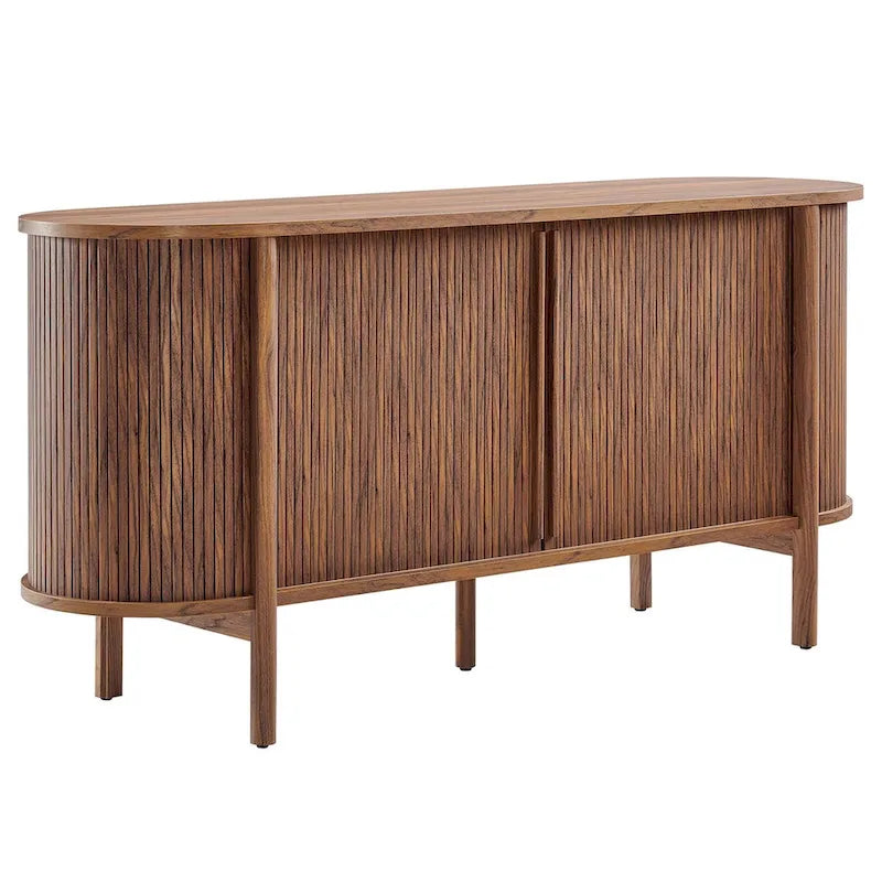 63-inch Curved Fluted Sideboard with Sliding Doors and Adjustable Shelves