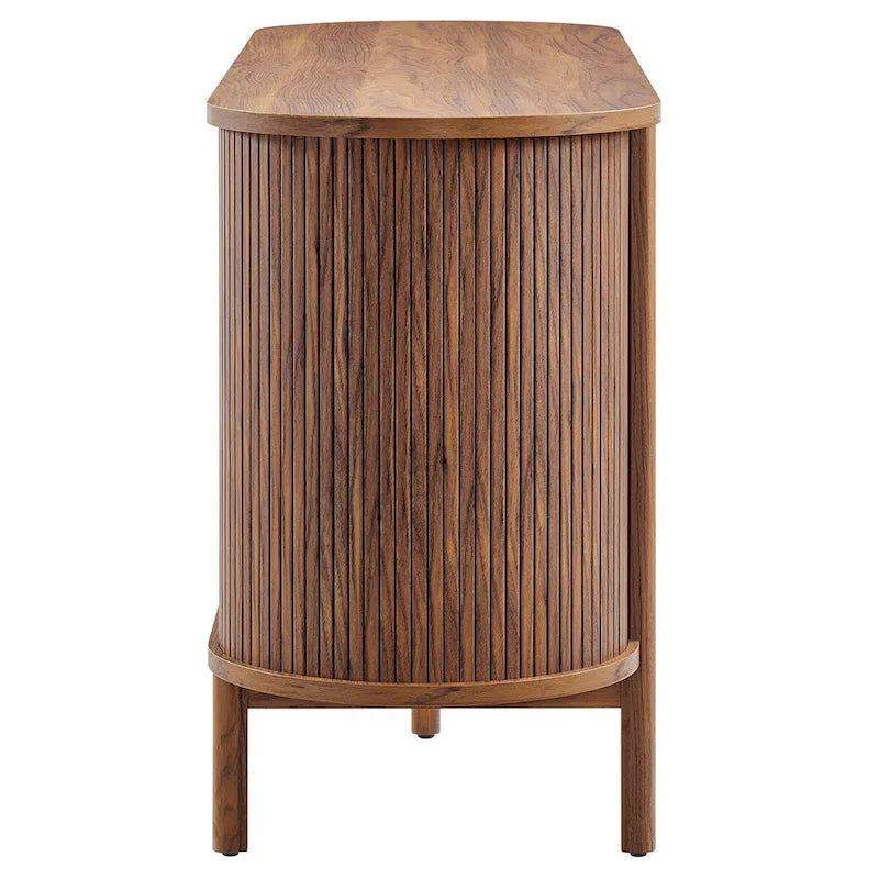 63-inch Curved Fluted Sideboard with Sliding Doors and Adjustable Shelves