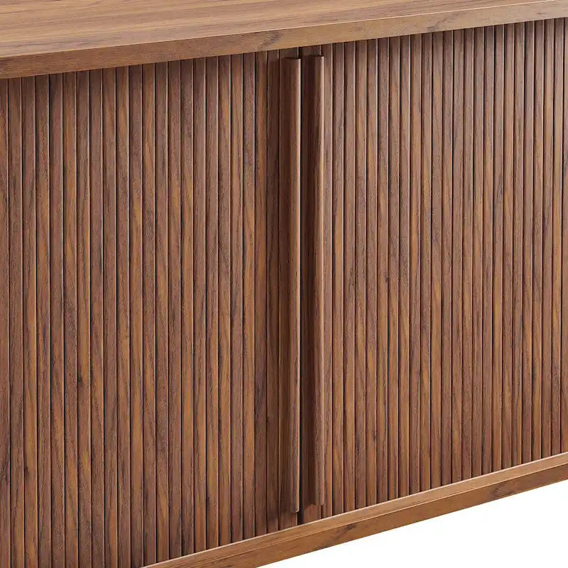 63-inch Curved Fluted Sideboard with Sliding Doors and Adjustable Shelves