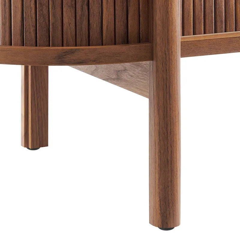 63-inch Curved Fluted Sideboard with Sliding Doors and Adjustable Shelves