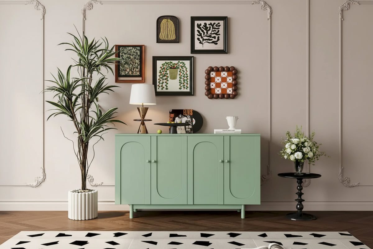 Modern Stylish Sideboard Buffets 4-Door Intaglio Storage Cabinet