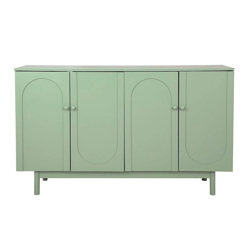 Modern 4-Door Sideboard Buffet Cabinet with Arched Doors - Light Green