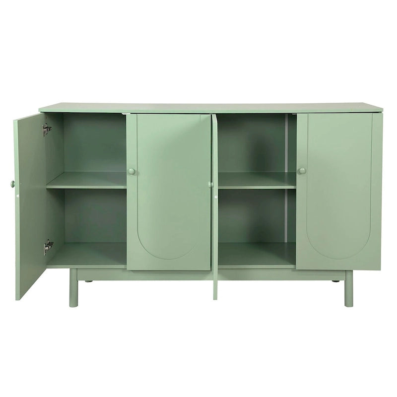 Modern 4-Door Sideboard Buffet Cabinet with Arched Doors - Light Green