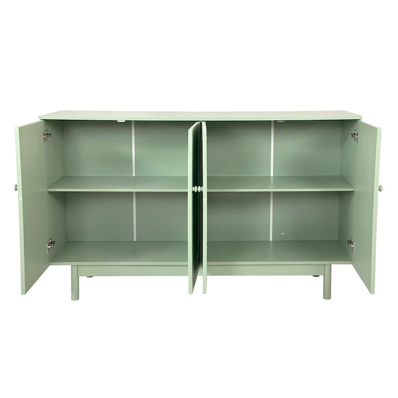 Modern 4-Door Sideboard Buffet Cabinet with Arched Doors - Light Green