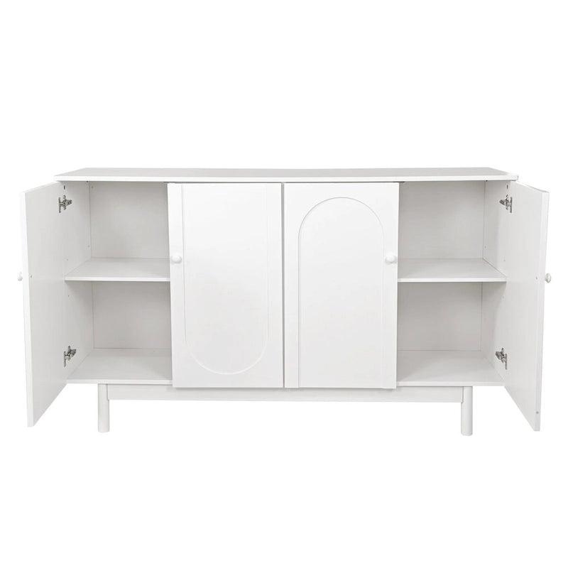 Modern 4-Door Sideboard Buffet Cabinet with Arched Doors - Light Green