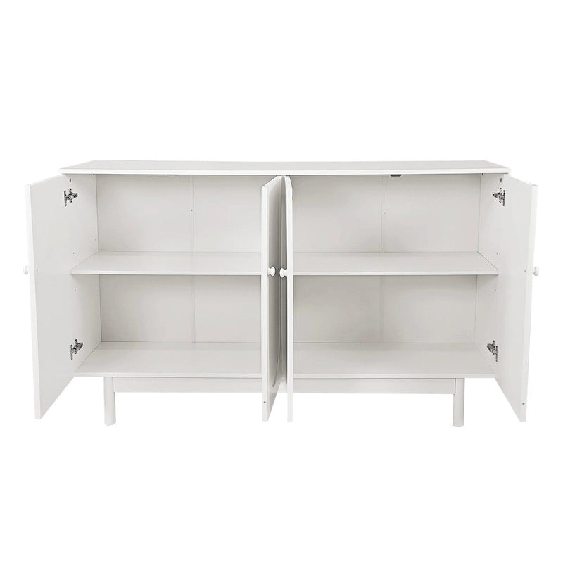 Modern 4-Door Sideboard Buffet Cabinet with Arched Doors - Light Green