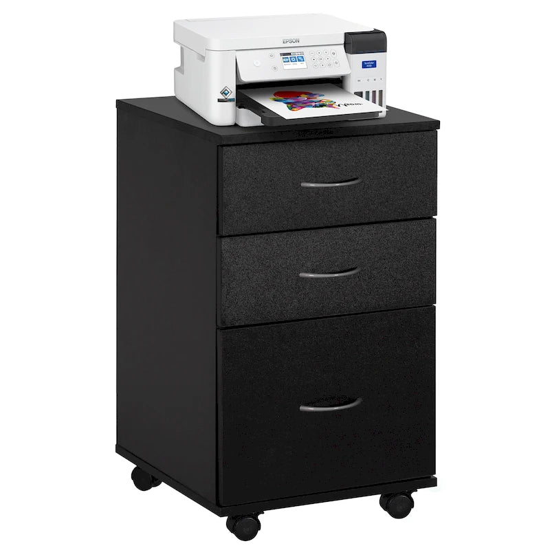 3-Drawer Mobile File Cabinet with Rolling Wheels - Fits Under Desk, Home Office