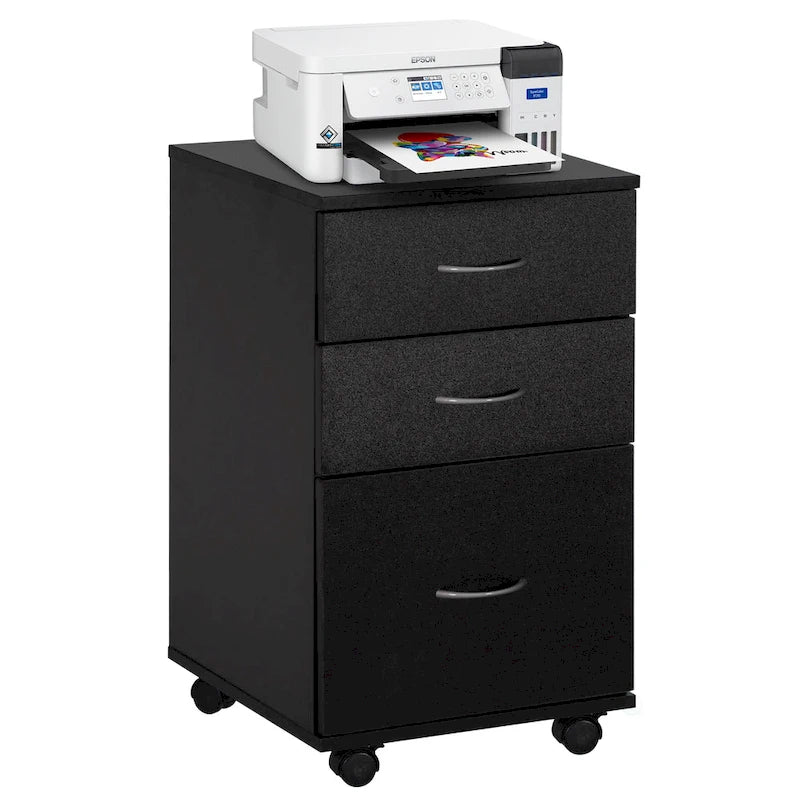 3-Drawer Mobile File Cabinet with Rolling Wheels - Fits Under Desk, Home Office