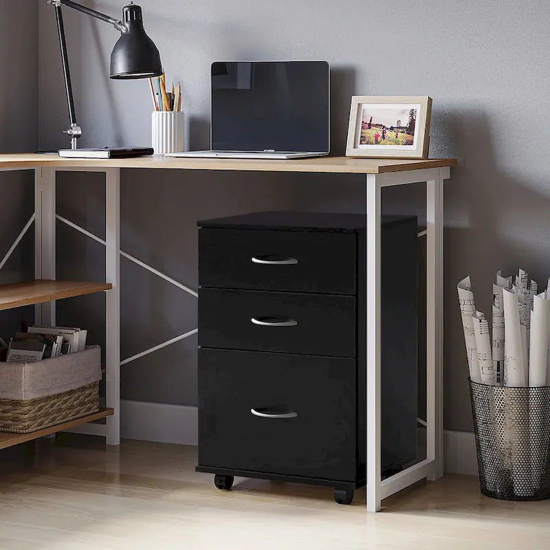 3-Drawer Mobile File Cabinet with Rolling Wheels - Fits Under Desk, Home Office