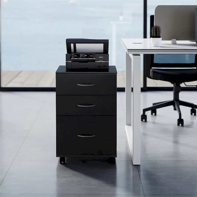3-Drawer Mobile File Cabinet with Rolling Wheels - Fits Under Desk, Home Office