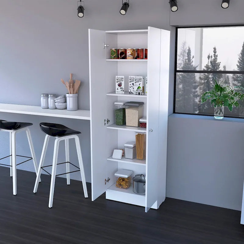Freestanding Storage Cabinet with Double Doors and 5 Interior Shelves - 23.6Wx71.1H