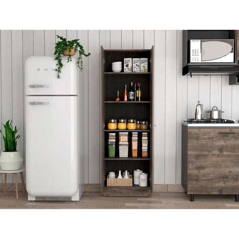 Freestanding Storage Cabinet with Double Doors and 5 Interior Shelves - 23.6Wx71.1H
