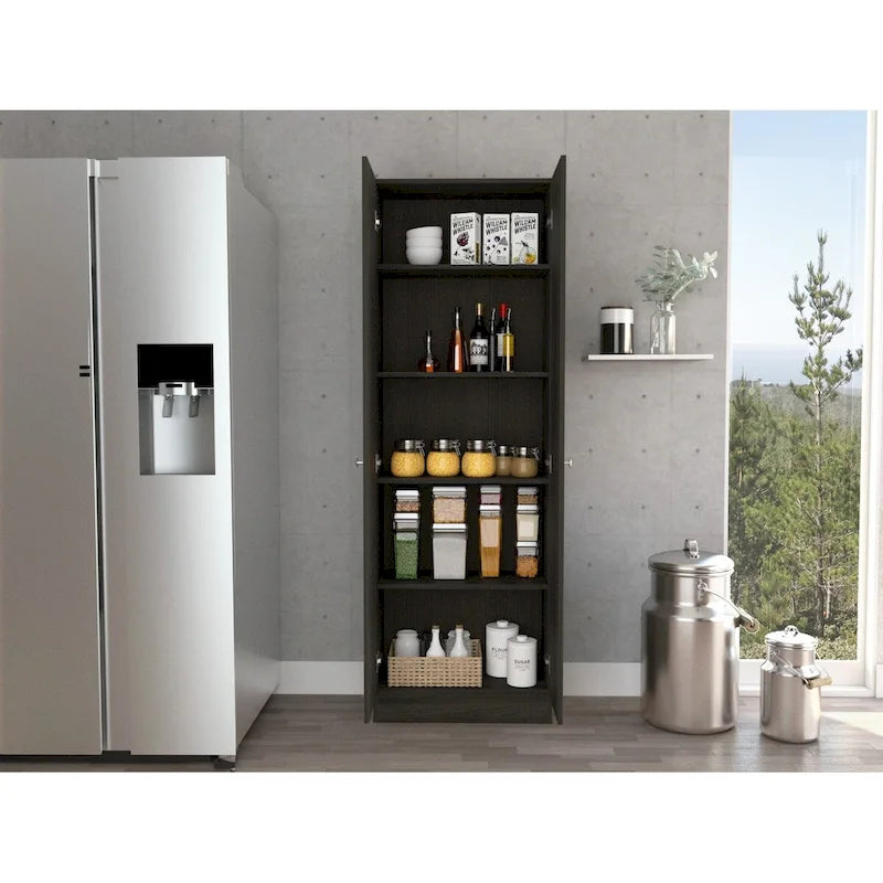 Freestanding Storage Cabinet with Double Doors and 5 Interior Shelves - 23.6Wx71.1H