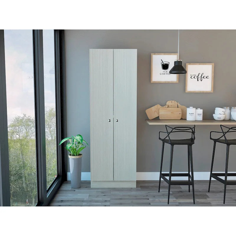 Freestanding Storage Cabinet with Double Doors and 5 Interior Shelves - 23.6Wx71.1H
