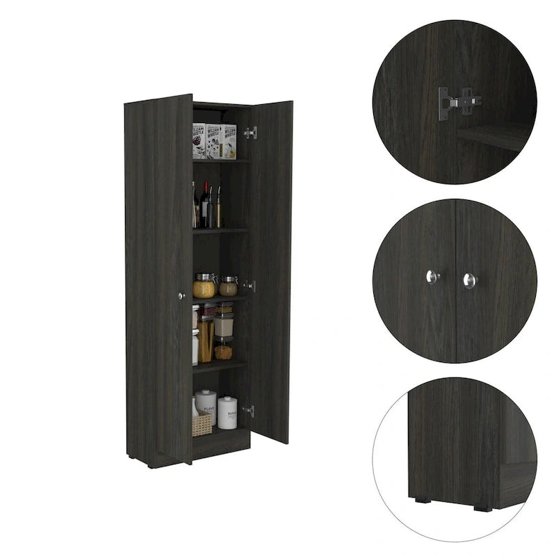 Freestanding Storage Cabinet with Double Doors and 5 Interior Shelves - 23.6Wx71.1H