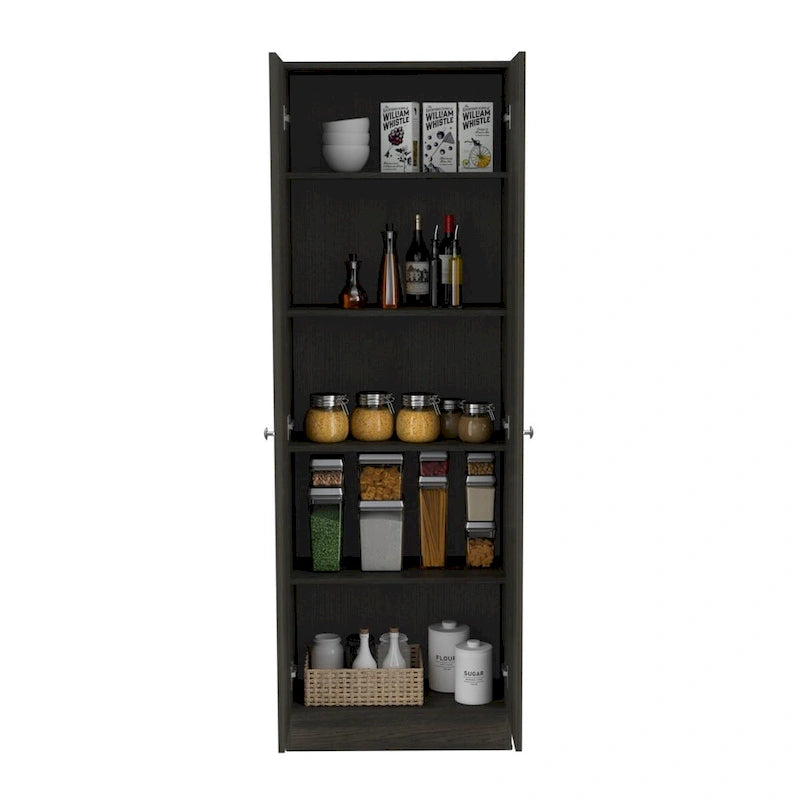 Freestanding Storage Cabinet with Double Doors and 5 Interior Shelves - 23.6Wx71.1H
