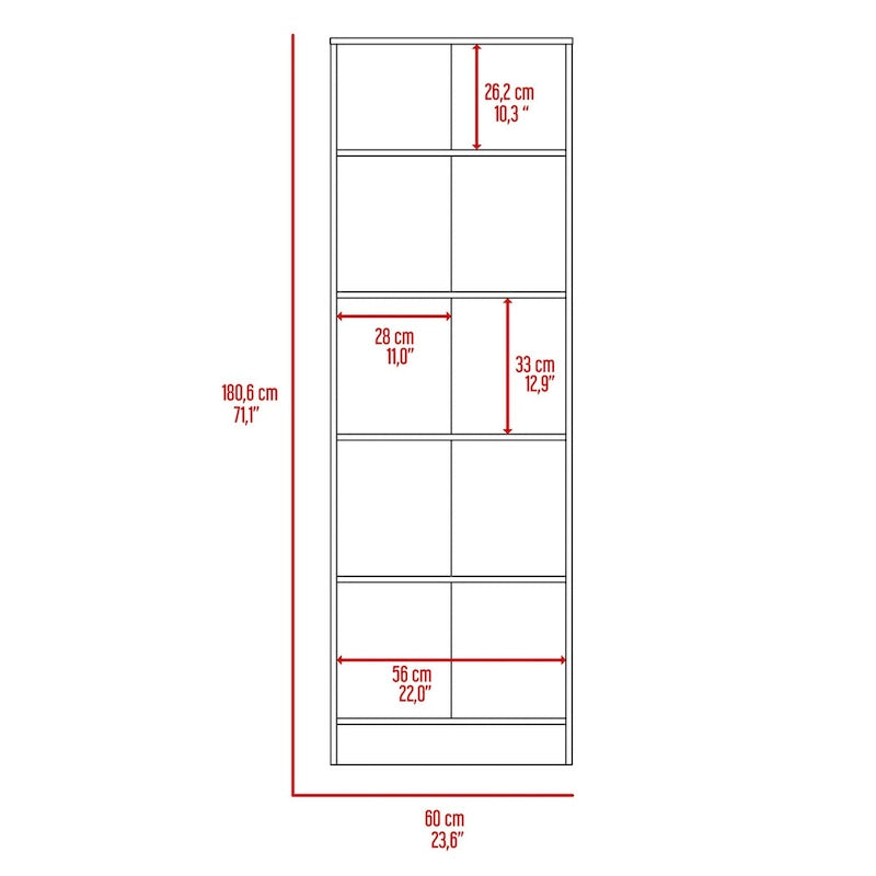 Freestanding Storage Cabinet with Double Doors and 5 Interior Shelves - 23.6Wx71.1H