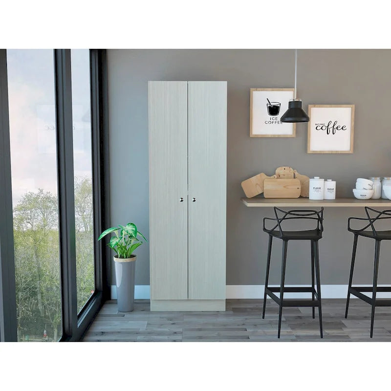 Freestanding Storage Cabinet with Double Doors and 5 Interior Shelves - 23.6Wx71.1H