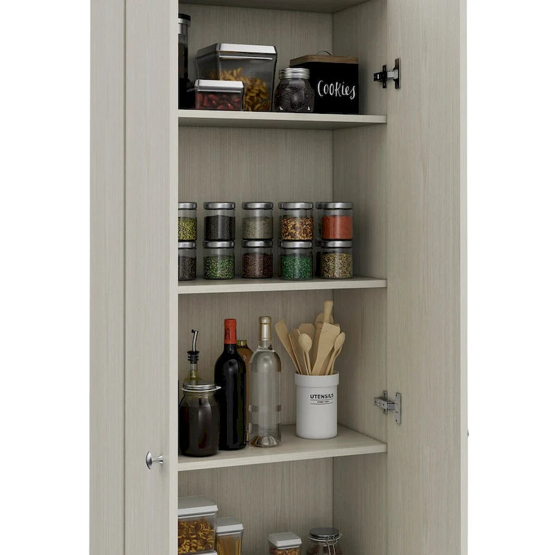Freestanding Storage Cabinet with Double Doors and 5 Interior Shelves - 23.6Wx71.1H
