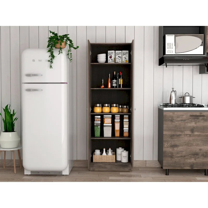 Freestanding Storage Cabinet with Double Doors and 5 Interior Shelves - 23.6Wx71.1H