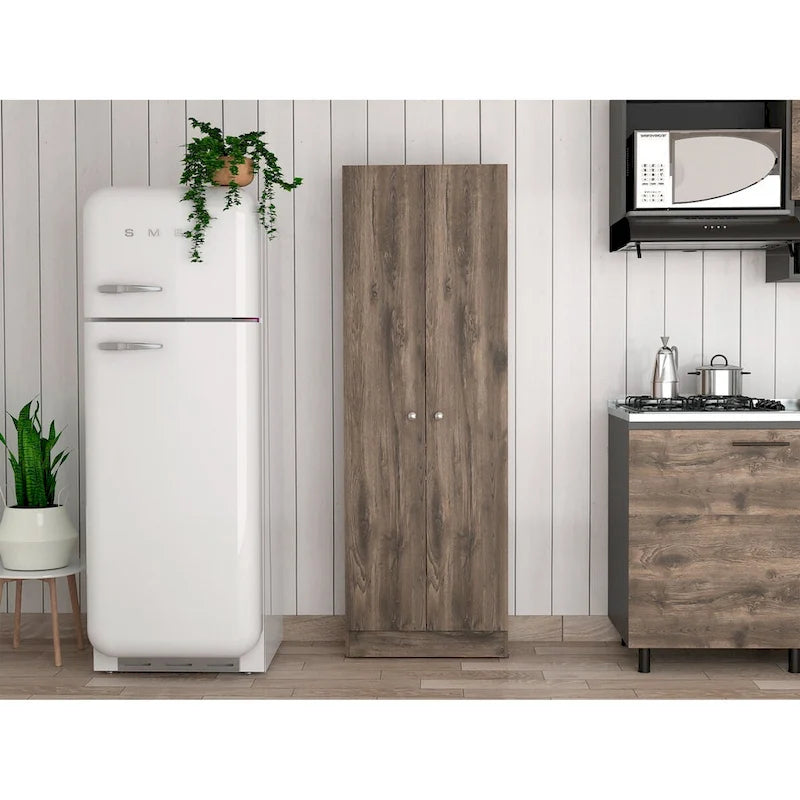 Freestanding Storage Cabinet with Double Doors and 5 Interior Shelves - 23.6Wx71.1H