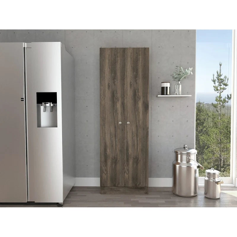 Freestanding Storage Cabinet with Double Doors and 5 Interior Shelves - 23.6Wx71.1H