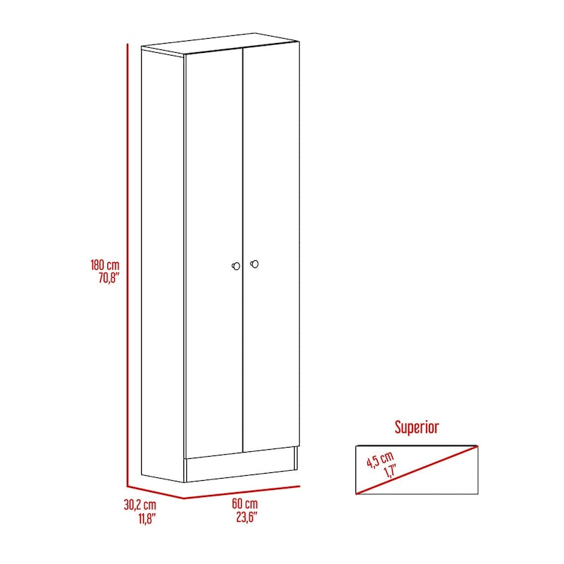 Freestanding Storage Cabinet with Double Doors and 5 Interior Shelves - 23.6Wx71.1H
