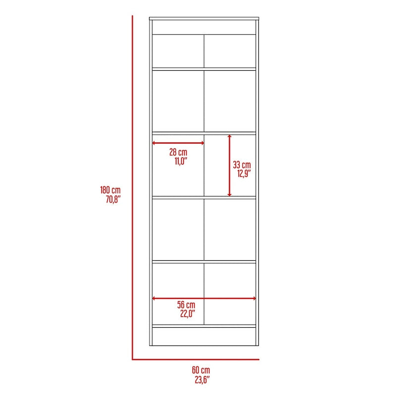 Freestanding Storage Cabinet with Double Doors and 5 Interior Shelves - 23.6Wx71.1H