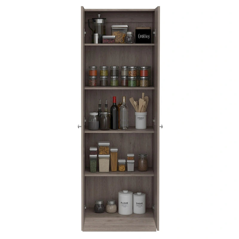 Freestanding Storage Cabinet with Double Doors and 5 Interior Shelves - 23.6Wx71.1H