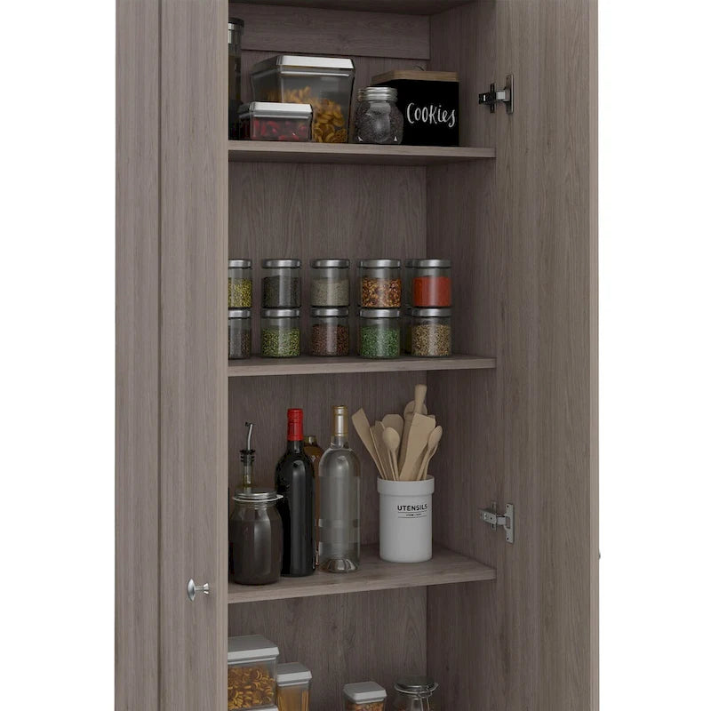 Freestanding Storage Cabinet with Double Doors and 5 Interior Shelves - 23.6Wx71.1H