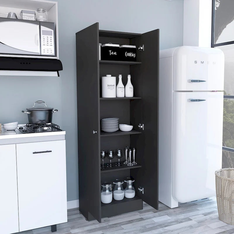Freestanding Storage Cabinet with Double Doors and 5 Interior Shelves - 23.6Wx71.1H