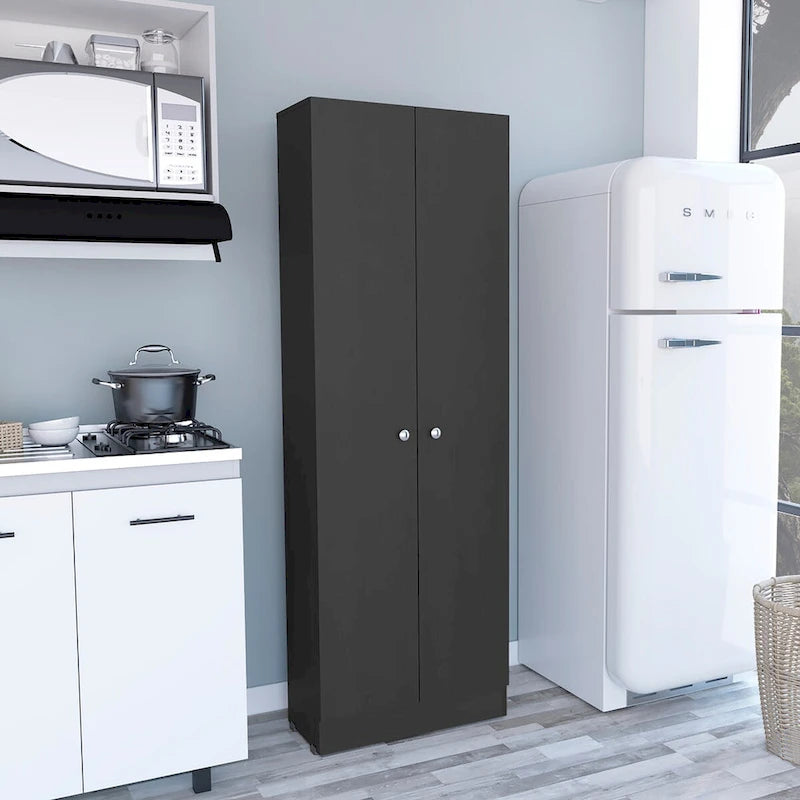 Freestanding Storage Cabinet with Double Doors and 5 Interior Shelves - 23.6Wx71.1H