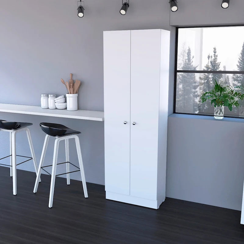 Freestanding Storage Cabinet with Double Doors and 5 Interior Shelves - 23.6Wx71.1H