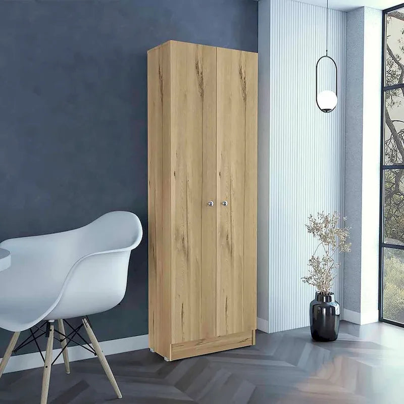Freestanding Storage Cabinet with Double Doors and 5 Interior Shelves - 23.6Wx71.1H