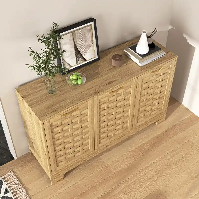 3-Door Storage Cabinet Buffet Sideboard with Adjustable Shelf