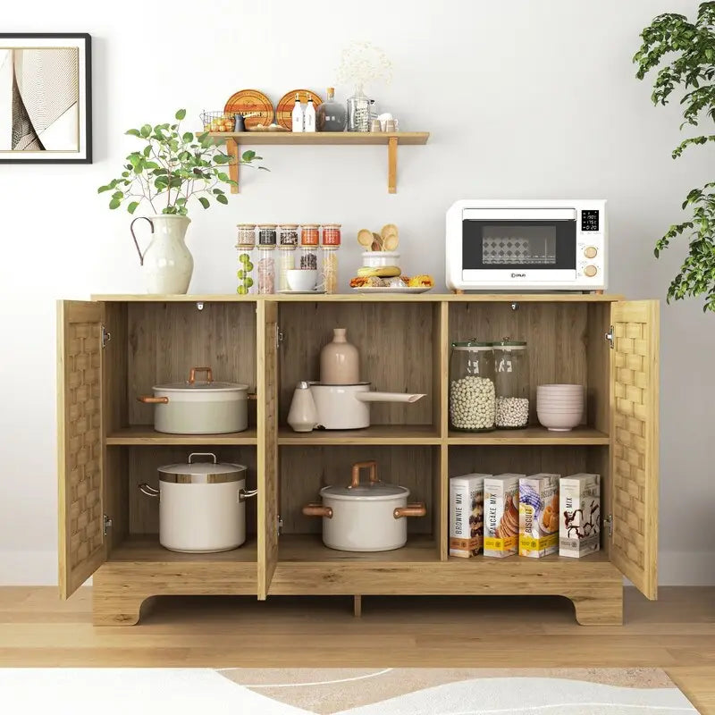 3-Door Storage Cabinet Buffet Sideboard with Adjustable Shelf