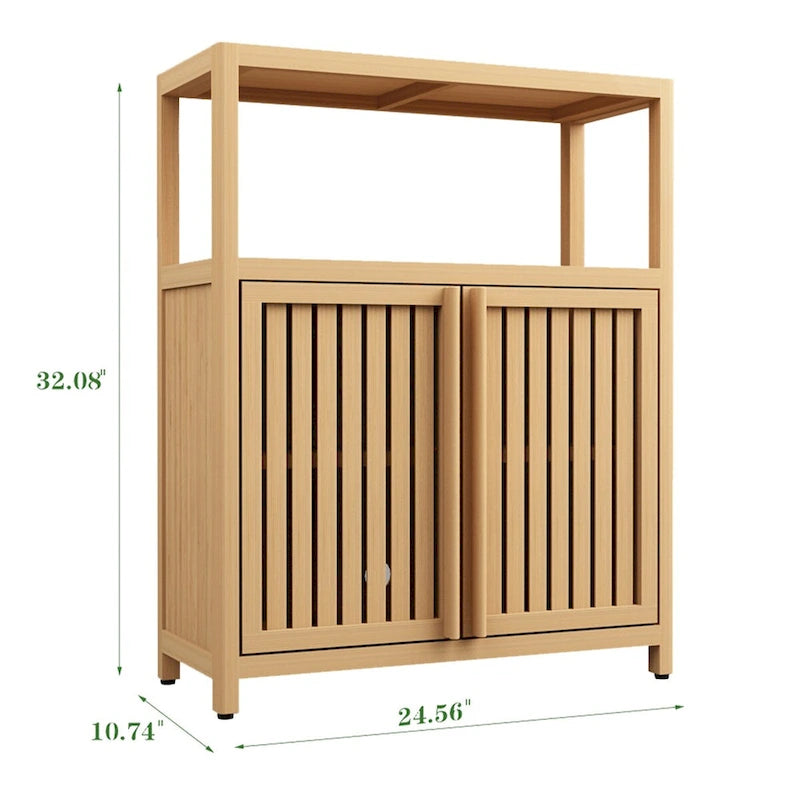 32 Tall Wood 2-door Bathroom Cabinet in Neutral with Interior Shelf