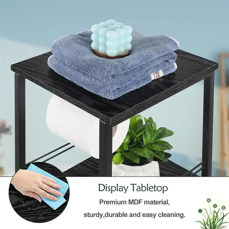 3-Tier Bathroom Storage Shelf with Drawer and Toilet Paper Holder - 10.2Dx11.8Wx28.1H