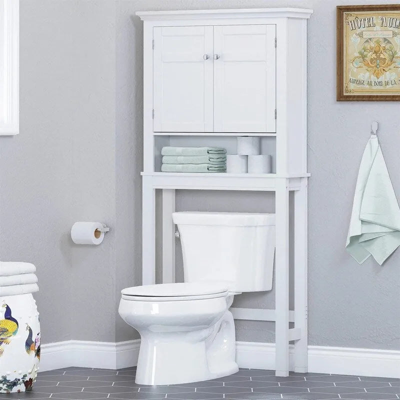 Over-Toilet Storage Cabinet with Beadboard Paneling and Adjustable Shelves - 27.36W x 65H